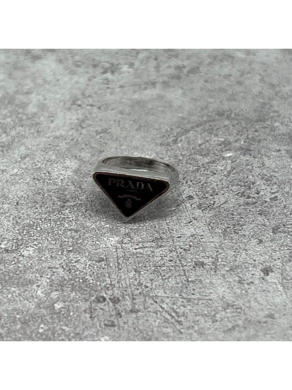 Prada Triangle Logo Ring Silver